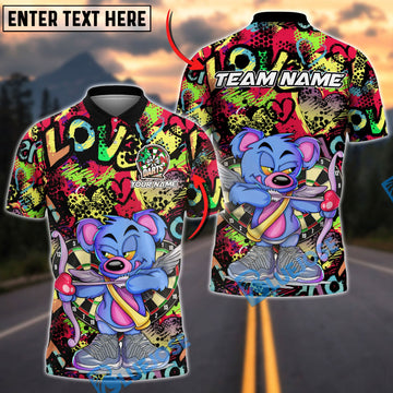 BlueJose Darts Bear Archer Graffiti Love Theme Multicolor Options Personalized Name Shirt (4 Colors)