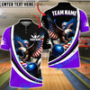 BlueJose Bowling & Pins Eagle American Flag Wings & Strike Ball Customized Name, Team Name 3D Shirt (4 Colors)