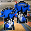 BlueJose Bowling & Pins Explosion Impact Shattered Pins Customized Name, Team Name 3D Shirt (4 Colors)