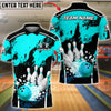 BlueJose Bowling & Pins Explosion Impact Shattered Pins Customized Name, Team Name 3D Shirt (4 Colors)