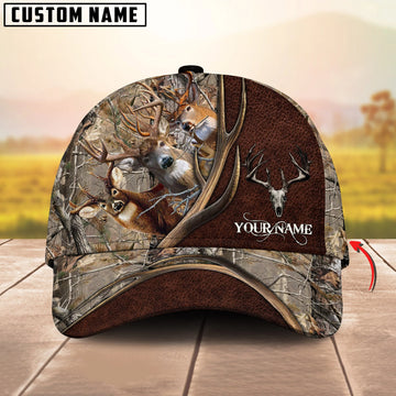 BlueJose Deer Hunting Camo Antler Skull Multicolor Options Personalized Name 3D Cap