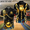 BlueJose Bowling & Pins Golden Crown King Luxury Style Customized Name, Team Name 3D Shirt (6 Colors)
