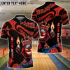 BlueJose Bowling & Pins Tribal Fire King Graphic Customized Name, Team Name 3D Shirt (4 Colors)