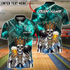 BlueJose Bowling & Pins King Skull Royal Pub Style Customized Name, Team Name 3D Shirt (4 Colors)