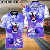 BlueJose Bowling & Pins Ice Lion Power Strike Dynamic Style Customized Name, Team Name 3D Shirt (4 Colors)