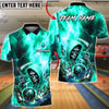 BlueJose Bowling & Pins Grim Reaper Lightning Skull Power Style Customized Name, Team Name 3D Shirt (4 Colors)