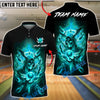 BlueJose Bowling & Pins Neon Demon Skull Cosmic Art  Customized Name, Team Name 3D Shirt (4 Colors)