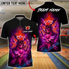 BlueJose Bowling & Pins Neon Demon Skull Cosmic Art  Customized Name, Team Name 3D Shirt (4 Colors)