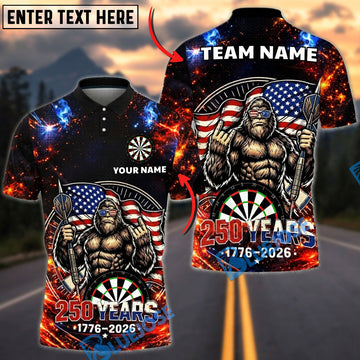 BlueJose Darts Patriotic USA Gorilla 250 Years 1776 2026 Dartboard Target Personalized Name, Team Name Unisex Shirt (4 Colors)
