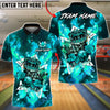 BlueJose Bowling & Pins Royal Flame Skull King Card Art Customized Name, Team Name 3D Shirt (4 Colors)