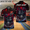 BlueJose Bowling & Pins Bloody Skull Couple Horror Art Customized Name, Team Name 3D Shirt (4 Colors)