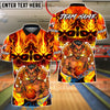 BlueJose Bowling & Pins Inferno Demon Flaming Design Customized Name, Team Name 3D Shirt (4 Colors)