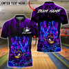 BlueJose Bowling & Pins Neon Cyber Electric Art Customized Name, Team Name 3D Shirt (4 Colors)