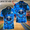 BlueJose Bowling & Pins Inferno Bull Flame Power Customized Name, Team Name 3D Shirt (4 Colors)