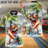 BlueJose Bowling & Pins Summer T-Rex Beach Vibes Customized Name, Team Name 3D Shirt (4 Colors)