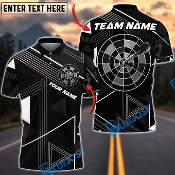 BlueJose Darts Black White Geometric Minimalist Dartboard Personalized Name Shirt