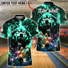 BlueJose Bowling & Pins Neon Wolf Power Strike Customized Name, Team Name 3D Shirt (4 Colors)