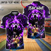 BlueJose Bowling & Pins Neon Wolf Power Strike Customized Name, Team Name 3D Shirt (4 Colors)