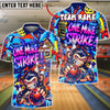 BlueJose Bowling & Pins Angry Monkey One More Strike Graffiti Style Customized Name, Team Name 3D Shirt (4 Colors)