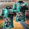 BlueJose Bowling & Pins Lion Power Strike Golden Black Customized Name, Team Name 3D Shirt (6 Colors)