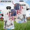 BlueJose Golf American Flag Eagle Golfer Grunge Design Personalized Name, Team Name 3D Shirt (4 Colors)