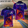 BlueJose Bowling And Pins Flame Grim Reaper With Fire Wolf Design Customized Name, Team Name 3D Shirt (4 Colors)