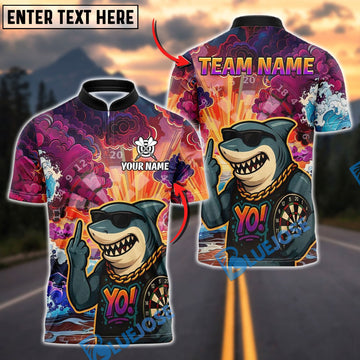 BlueJose Darts Fierce Shark Dartboard Design Personalized Name Shirt