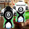 BlueJose Billiards 8 Ball Athletic Racing Speed Lines Personalized Name Shirt (4 Colors)