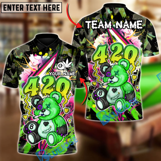 BlueJose Billiards 8 Ball 420 Bad Boy Teddy Personalized Name Shirt (4 Colors)