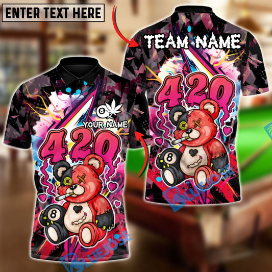 BlueJose Billiards 8 Ball 420 Bad Boy Teddy Personalized Name Shirt (4 Colors)