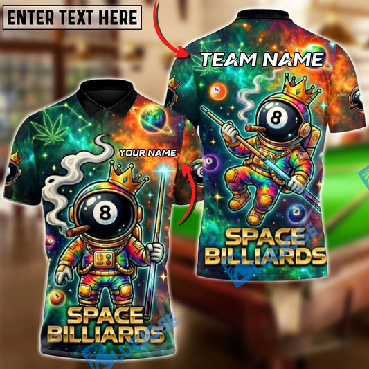 BlueJoses Billiards Ball 8 420 Smoking Space Astronaut Customized Name, Team Name 3D Shirt
