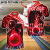 BlueJose Bowling And Pins Fire & Smoke Design Customized Name 3D Shirt (4 Colors)