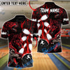 BlueJose Bowling & Pins Wolf Crimson Howl: Strike Night Customized Name, Team Name 3D Shirt (4 Colors)