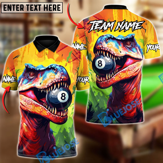 BlueJose Billiards Ball 8 Jurassic T-Rex Strike Personalized Shirt