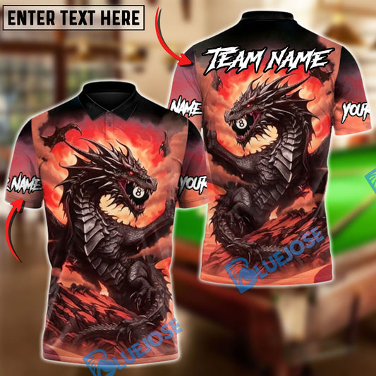 BlueJose Billiards 8 Ball Epic Black Dragon Personalized Name Shirt (4 Colors)