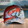 BlueJose Fishing Hook White Fish Scale American Flag Personalized Name Classic 3D Cap Personalized Cap (13 Breeds)