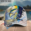 BlueJose Fishing Hook White Fish Scale American Flag Personalized Name Classic 3D Cap Personalized Cap (13 Breeds)