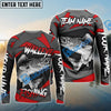 Bluejose Walleye Fishing Red Gray Spinning Pattern Custom Name Windbreaker Jacket