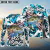 Bluejose Bass Fishing American Flag Light Blue Camo Custom Name & Team Name 3D Shirts