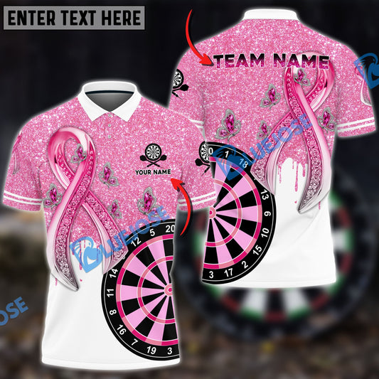BlueJose Darts Breast Cancer Personalized Name, Team Name Shirt