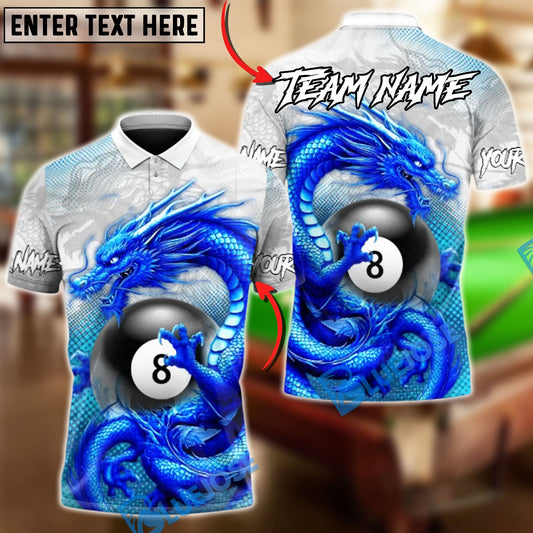 BlueJose Billiards 8-Ball Dragon Dominion Customized Name, Team Name 3D Shirt (6 Colors)