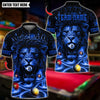 BlueJose Billiards Lion Face 8 Billiards Design Personalized Name Shirt (4 Colors)
