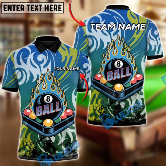BlueJose Billiards 8-Ball Firestorm Crusher Customized Name, Team Name 3D Shirt (4 Colors)