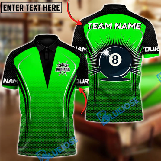 BlueJose Billiards Pro Eight Ball Warrior Customized Name, Team Name 3D Shirt (4 Colors)