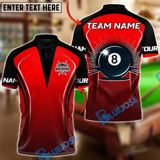 BlueJose Billiards Pro Eight Ball Warrior Customized Name, Team Name 3D Shirt (4 Colors)