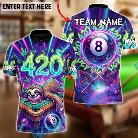 BlueJose Billiards Ball 8 420 Sloth Vibes Personalized Shirt