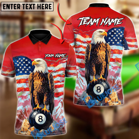 BlueJose Billiards 8 Ball Eagle Liberty Strike Personalized Name Shirt (4 Colors)