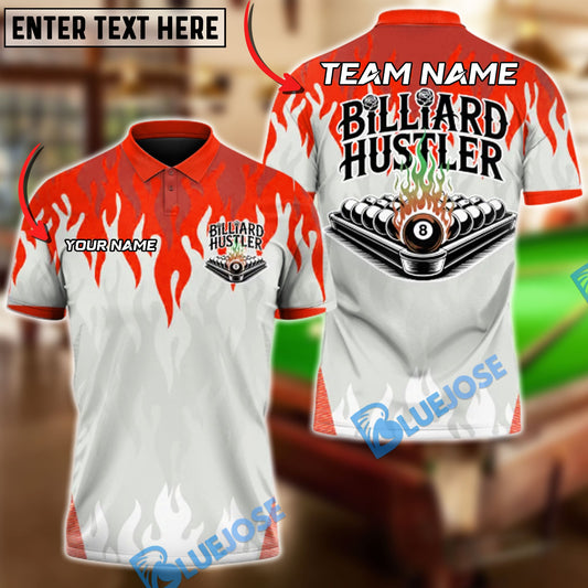 BlueJose Billiards Eight Ball Blue Heat Customized Name, Team Name 3D Shirt (4 Colors)