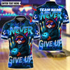 BlueJose Bowling And Pins Never Give Up Cool Cat Customized Name, Team Name 3D Shirt (4 Colors)