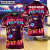 BlueJose Bowling And Pins Never Give Up Cool Cat Customized Name, Team Name 3D Shirt (4 Colors)